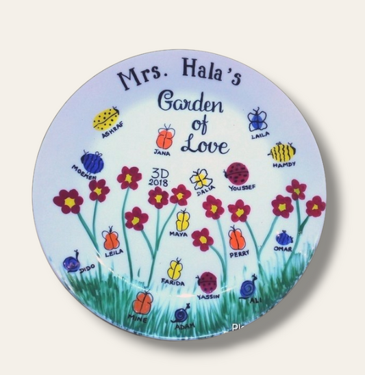 Hand painted Flowers plate for Teacher from Class