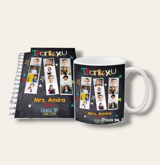 Teacher mug and notebook set (Student pictures)