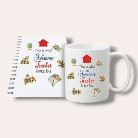 Teacher mug and notebook set (Awesome teacher)