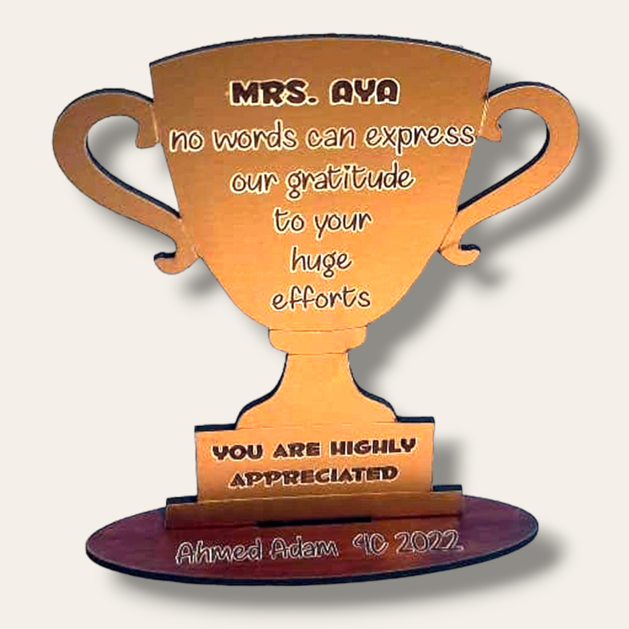 Teacher wooden trophy