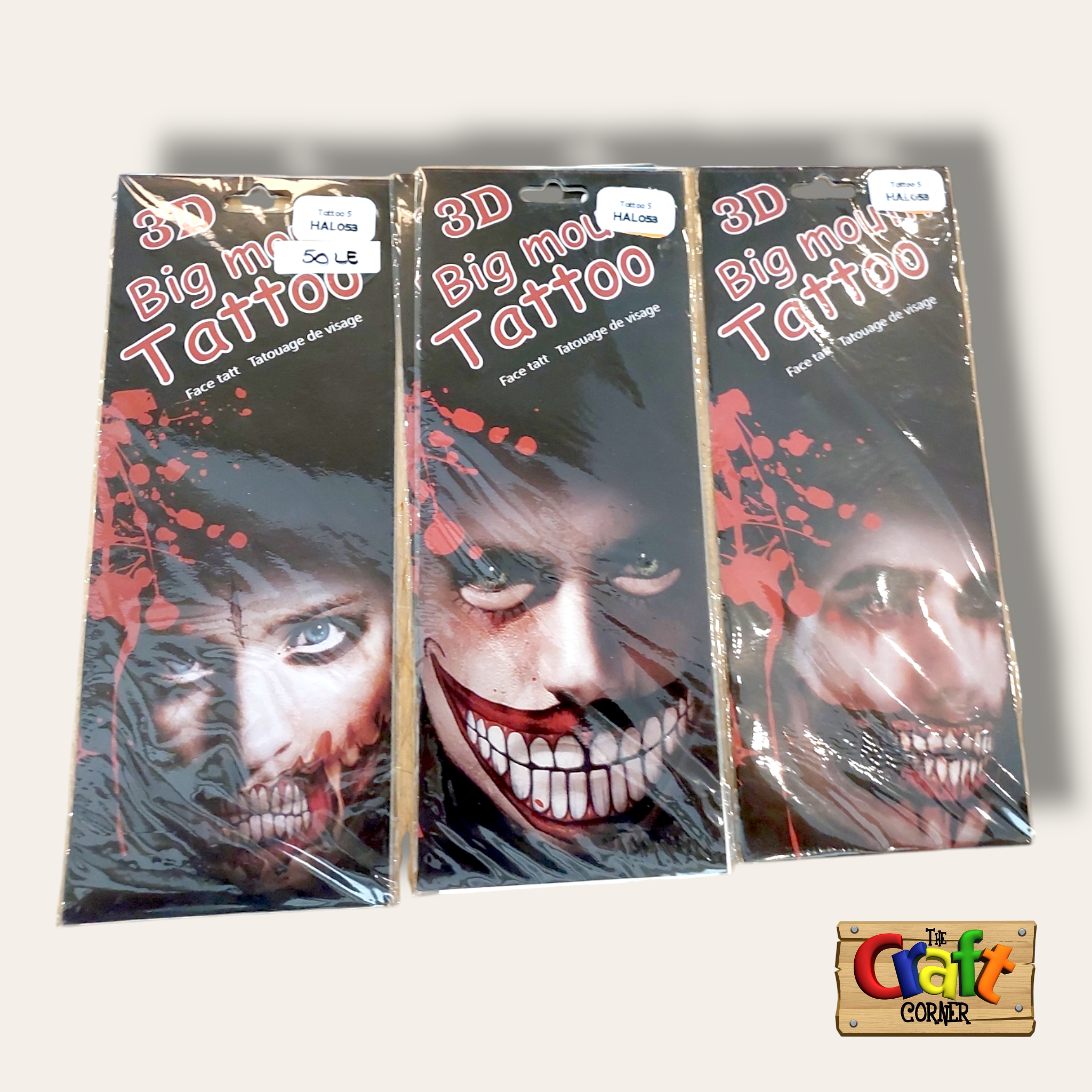 Temporary tattoos 3D big mouth for Halloween