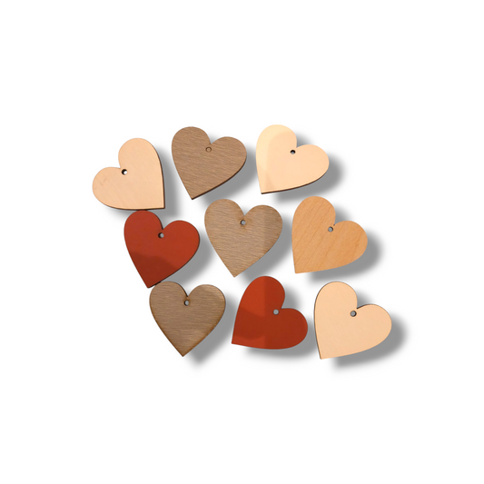 Wooden hearts colored