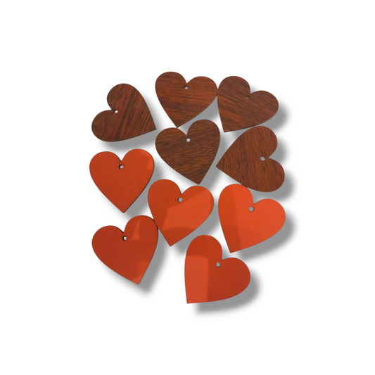 Wooden hearts red & brown