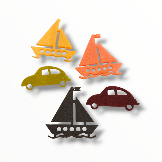 Felt boats and cars