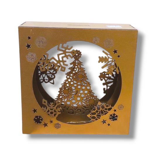 Wooden Gold Christmas light box