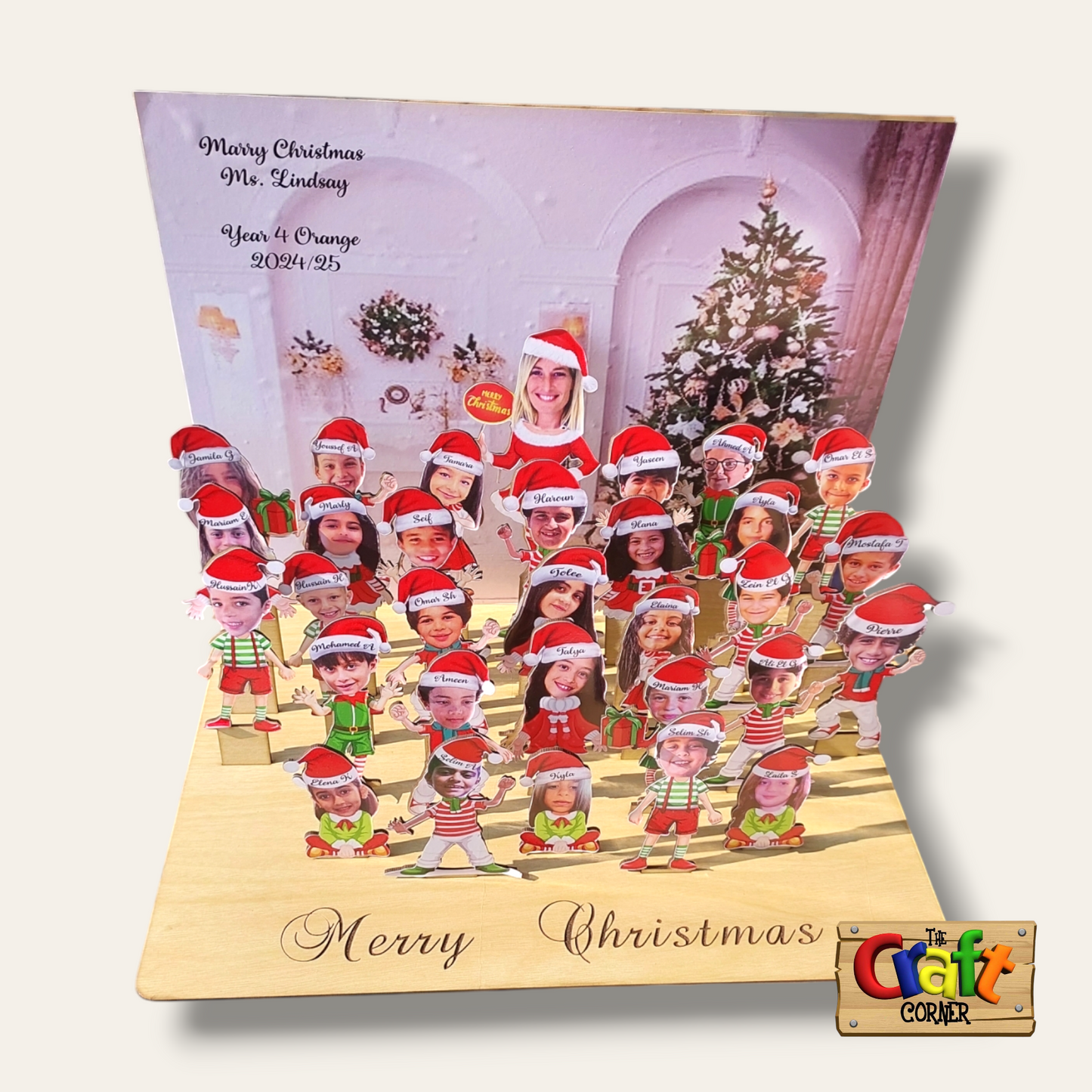3D Class caricature wooden stand (Christmas themed)