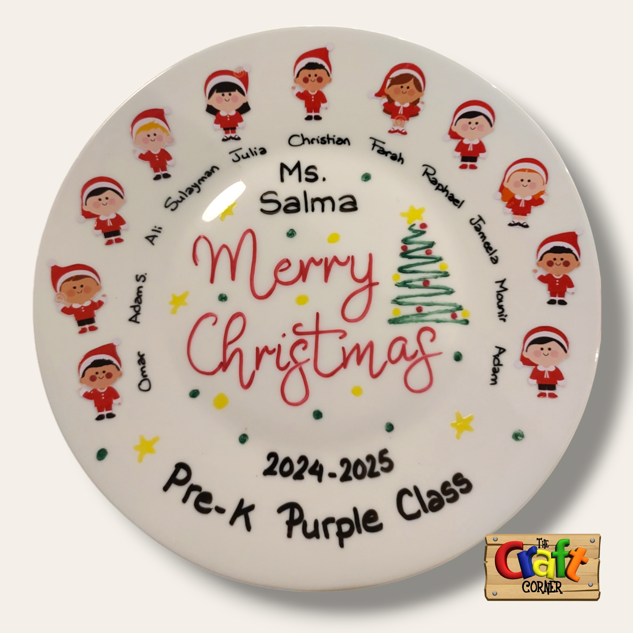 Plate: Sticker faces Class plates (Christmas English)