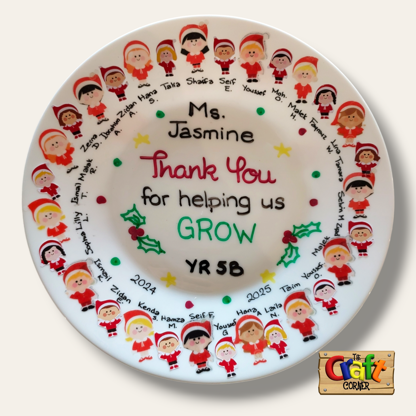 Plate: Sticker faces Class plates (Christmas English)