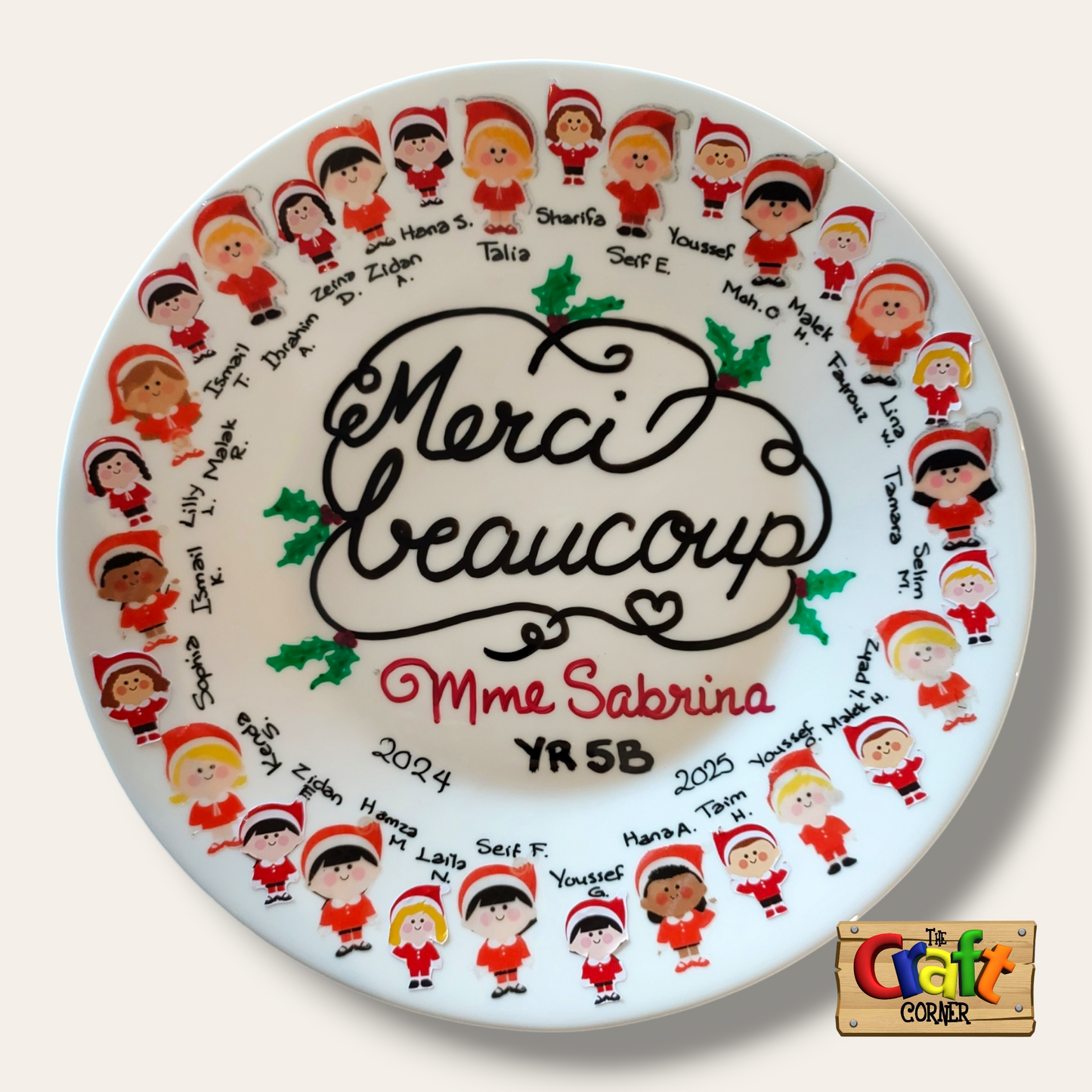 Plate: Sticker faces Class plates (Christmas French)