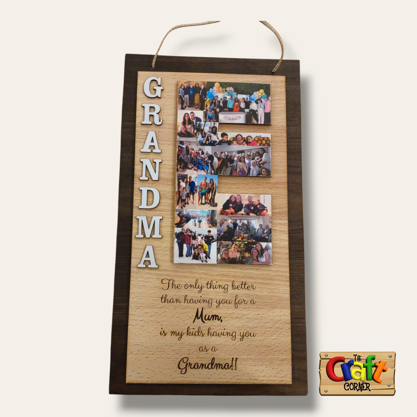 Board: Grandma/grandpa or mother picture initial wall plaque