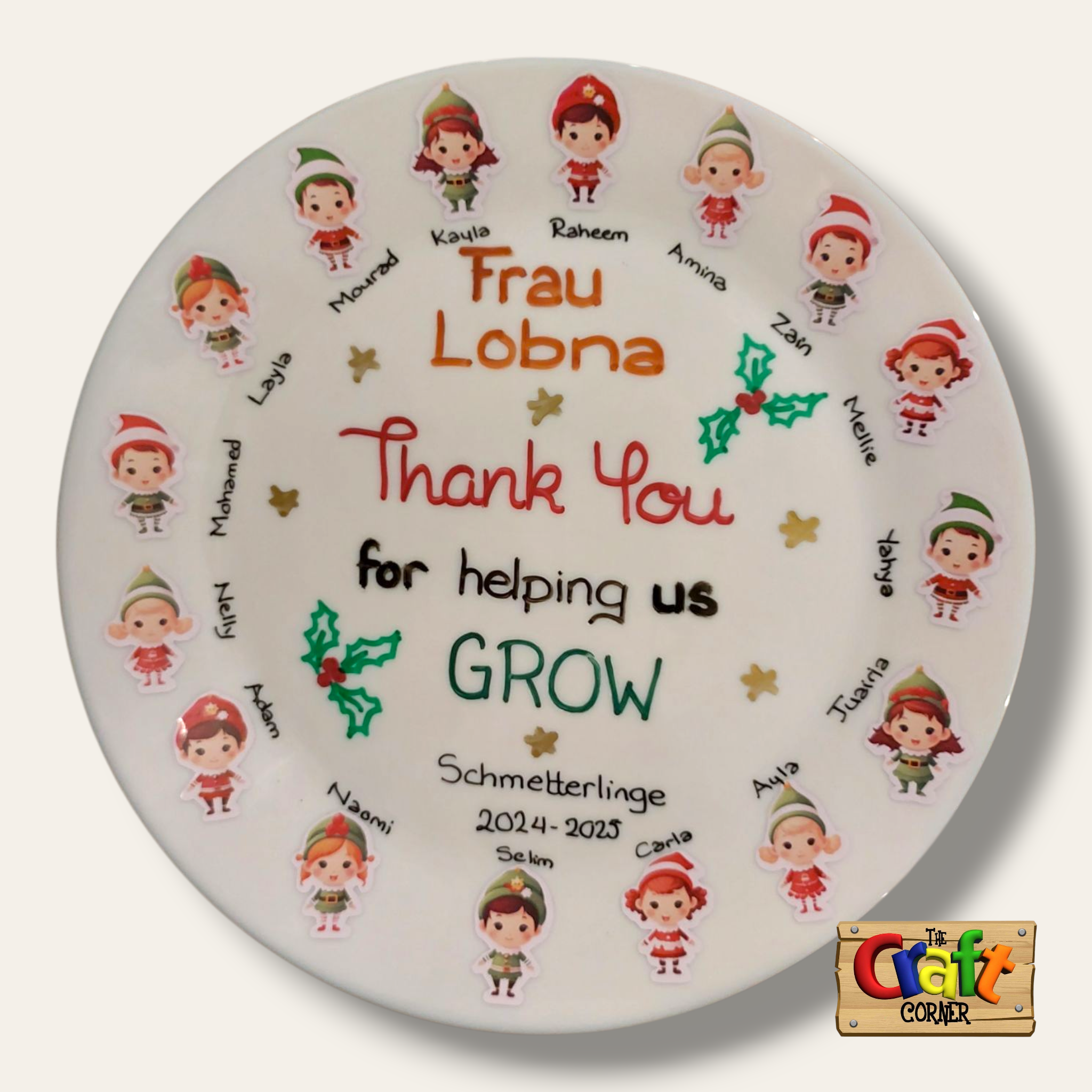 Plate: Sticker faces Class plates (Christmas Elves)