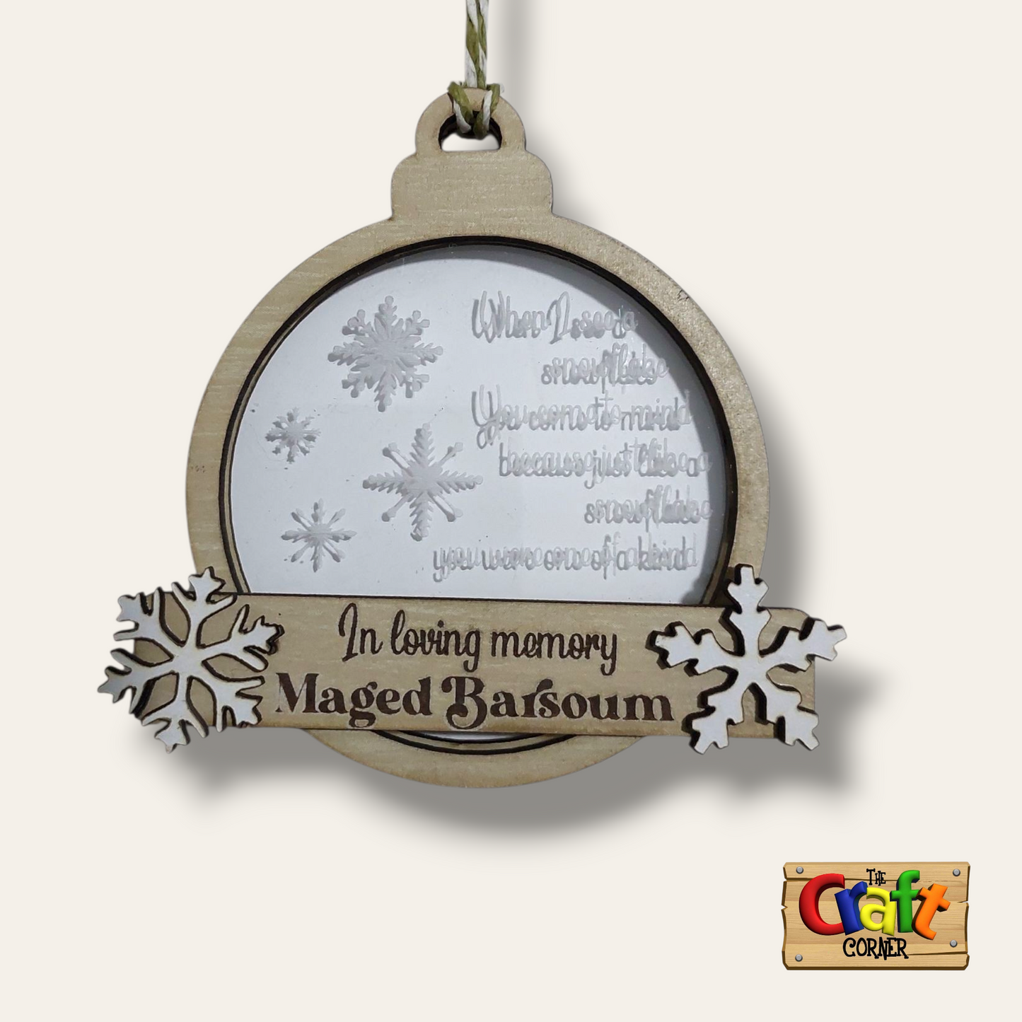 Ornament: Wood and acrylic memorial ornament