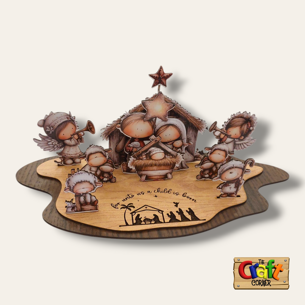 Nativity Scene: Whimsical wooden stand (small)