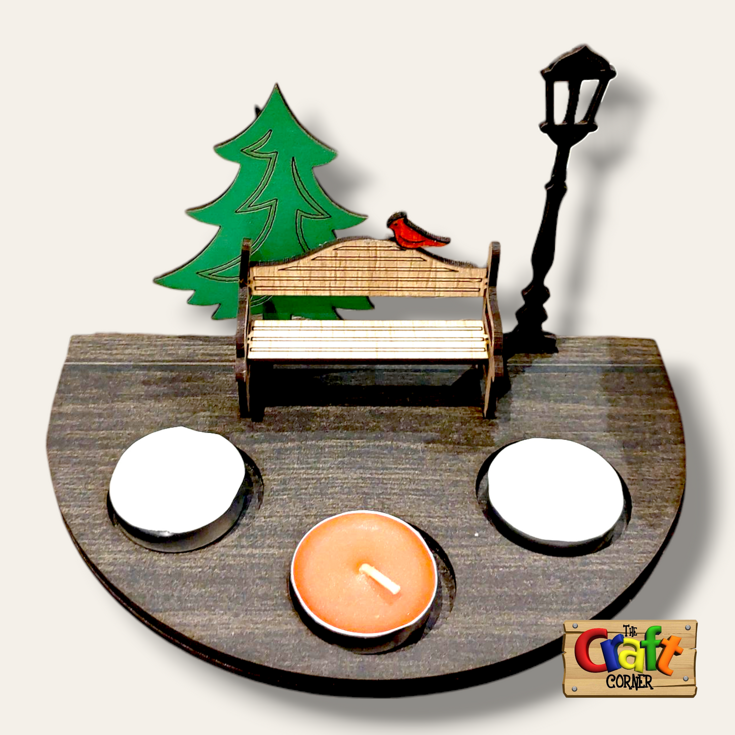 Candle holder: Christmas scene (The bench)