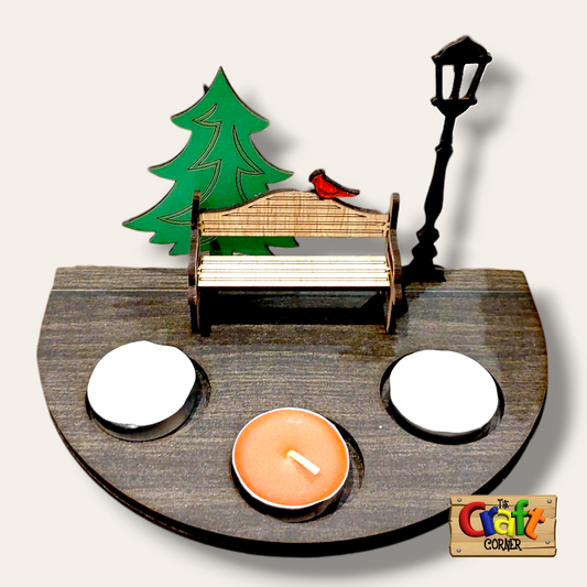 Candle holder: Christmas scene (The bench)