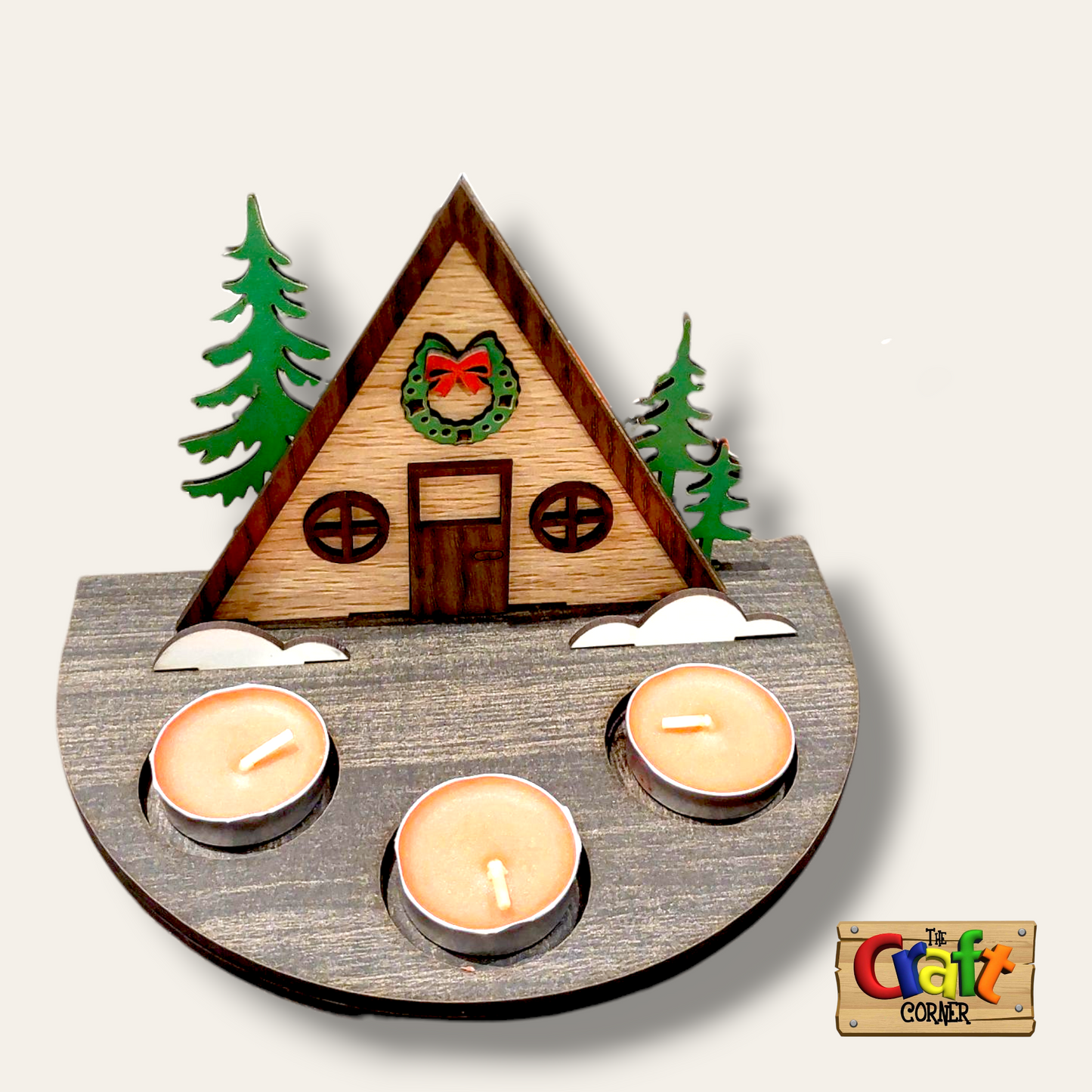 Candle holder: Christmas scene (The cottage)
