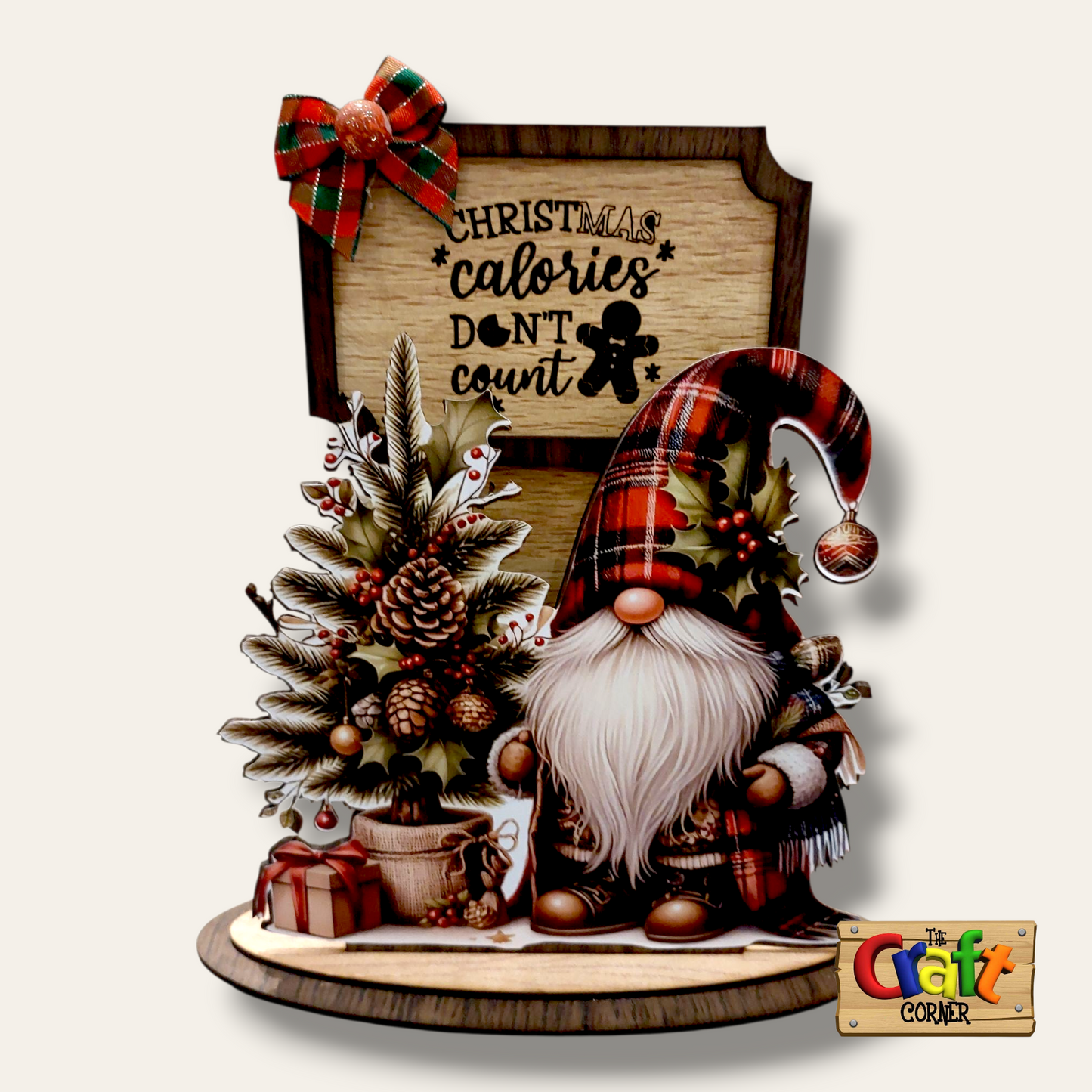 Wooden printed 2D Gnome stand (Calories)