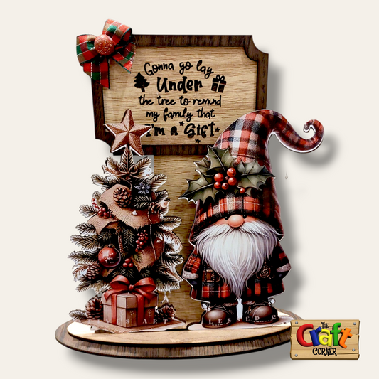 Wooden printed 2D Gnome stand (I'm a gift)