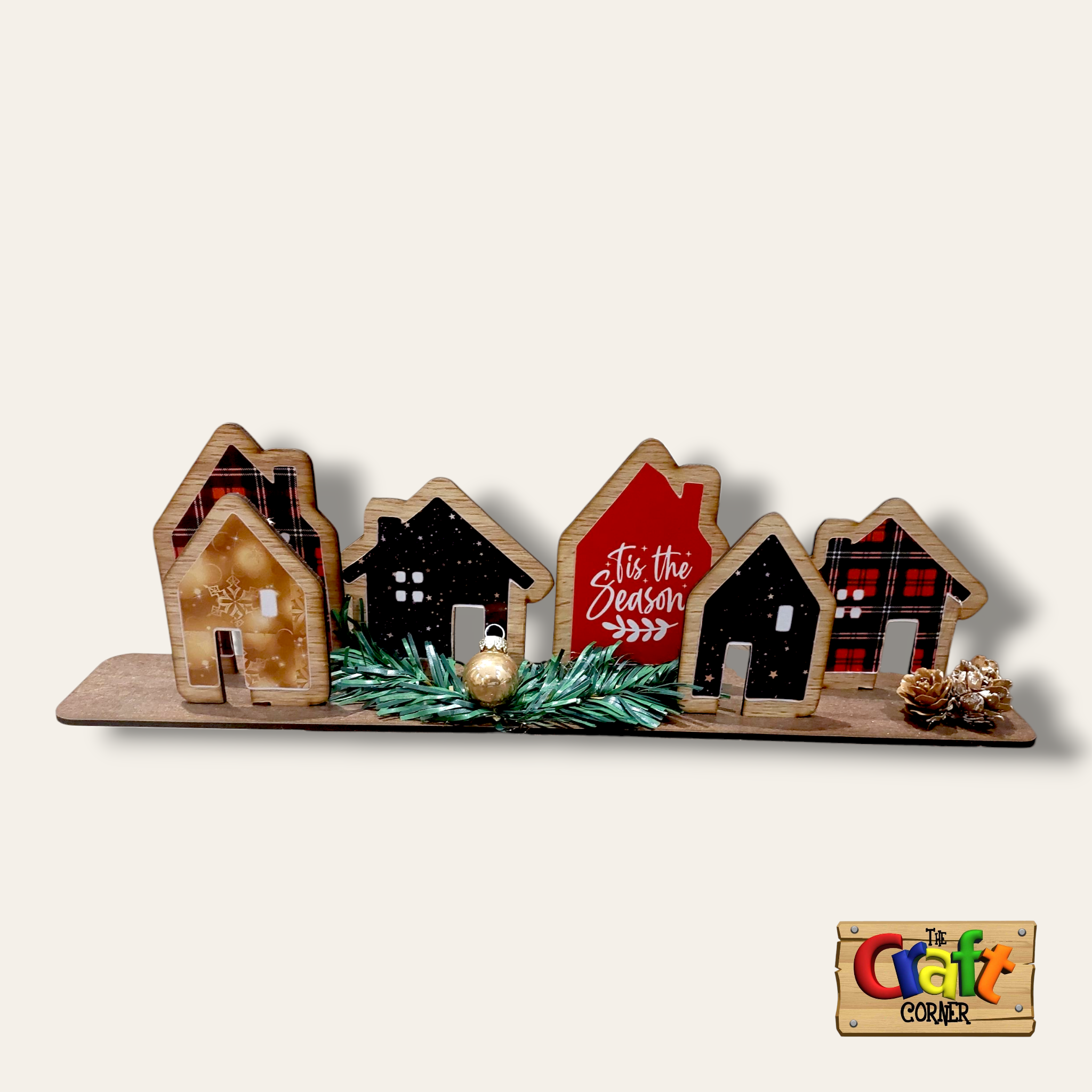 Personalized Wooden Christmas houses stand