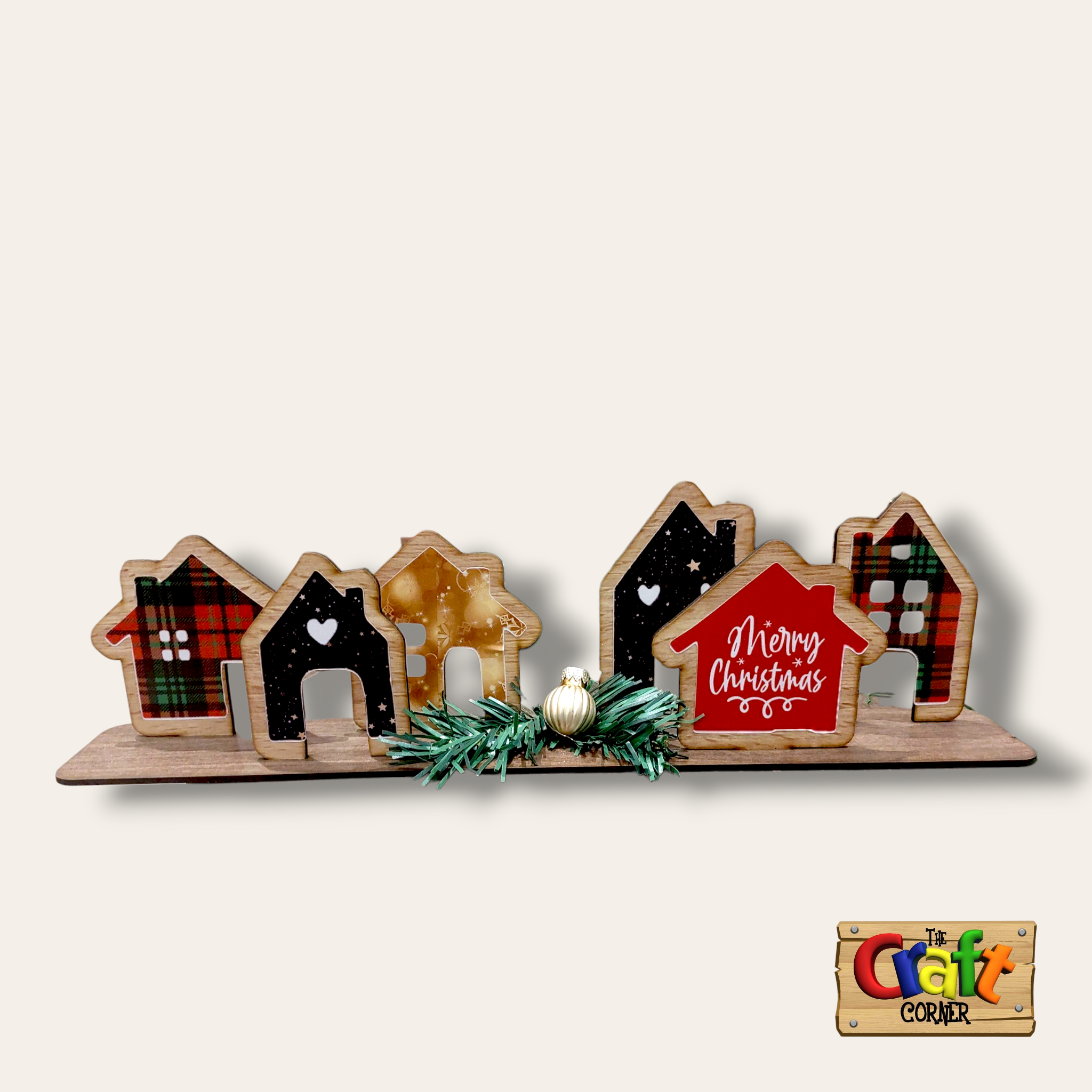 Personalized Wooden Christmas houses stand