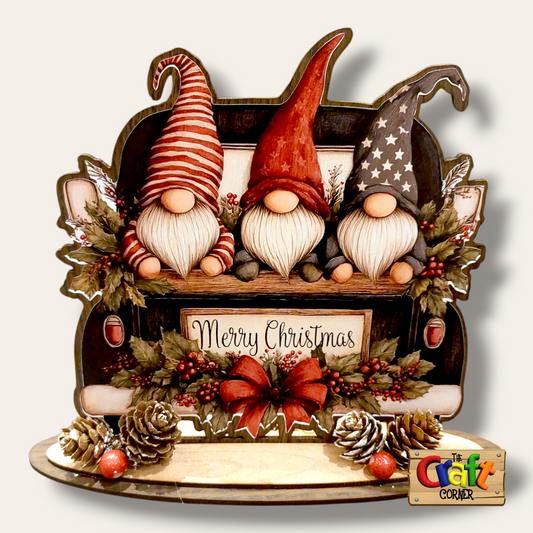 Wooden printed 2D Gnome stand (Car)