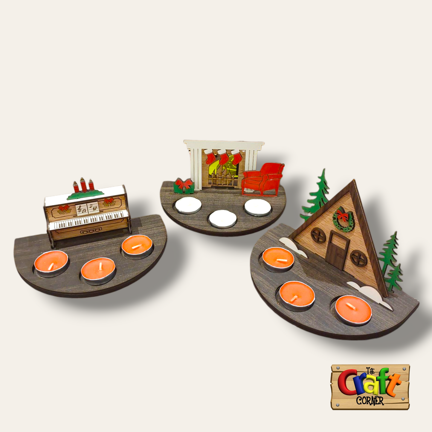 Candle holder: Christmas scene (The cottage)