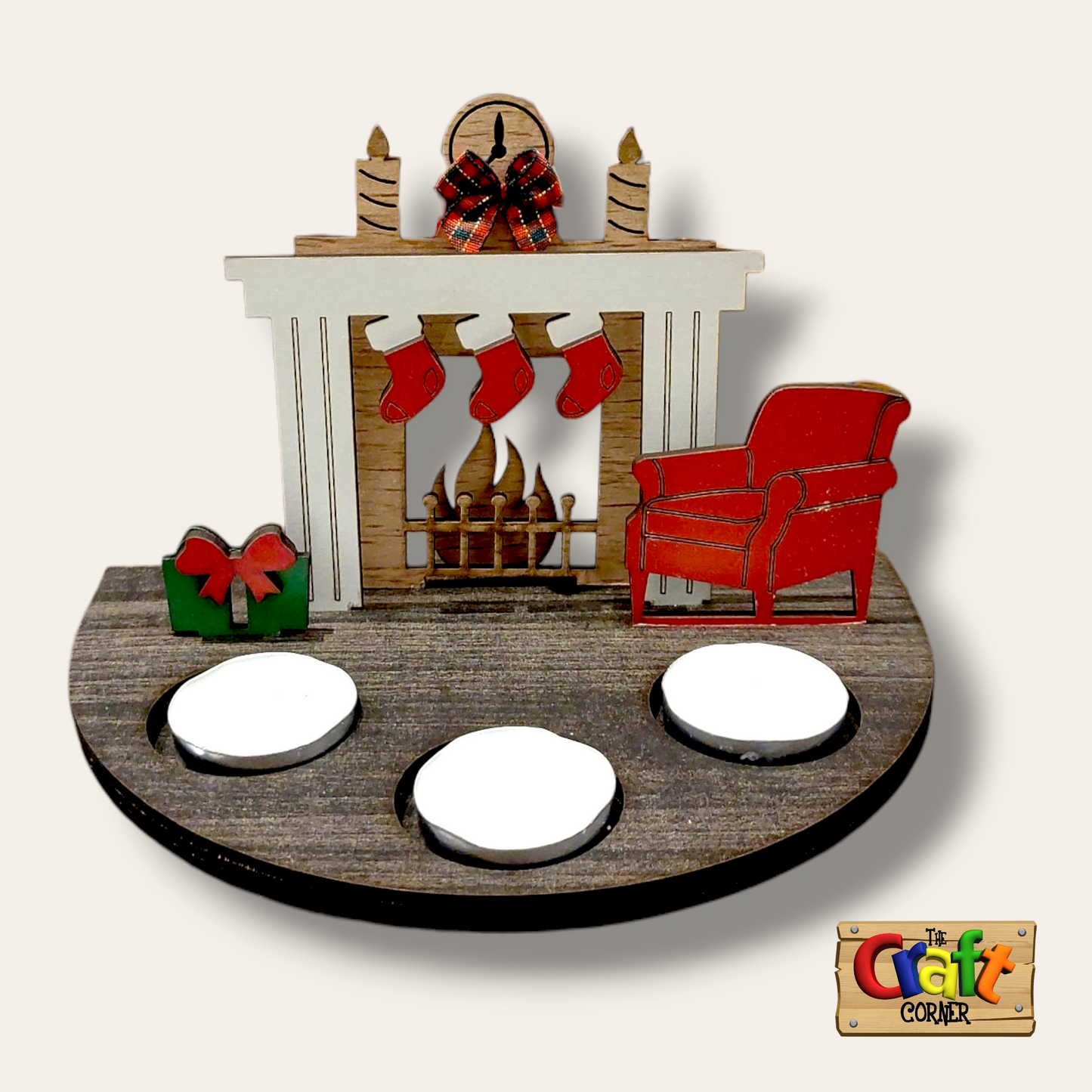 Candle holder: Christmas scene (fireplace)