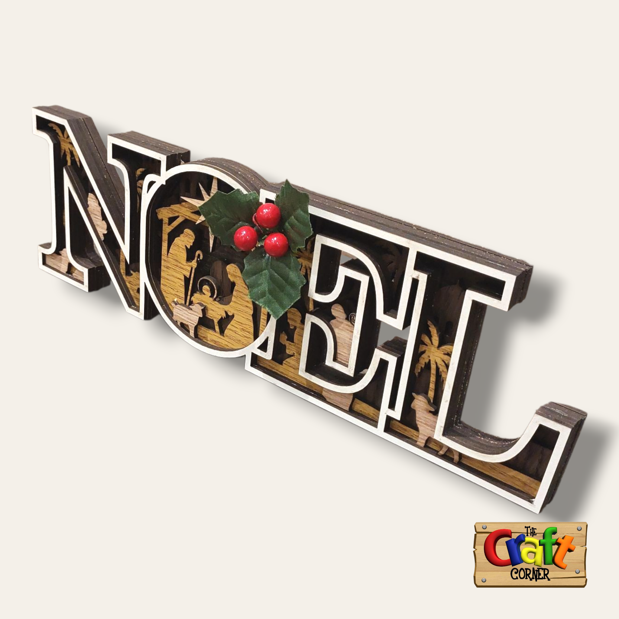 Wooden Christmas layered NOEL stand