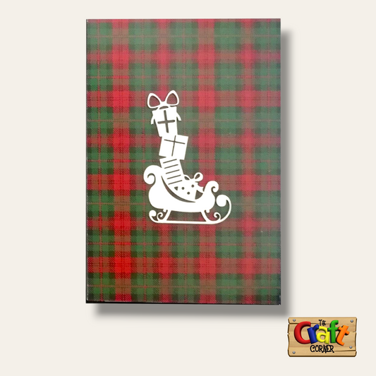 Christmas sign (Plaid santa sleigh)