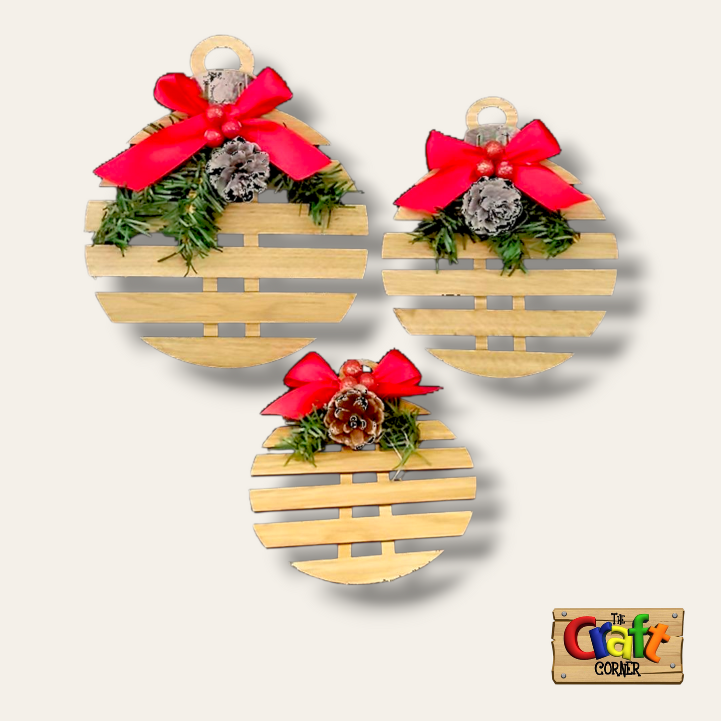 Set of three wooden wall ornaments