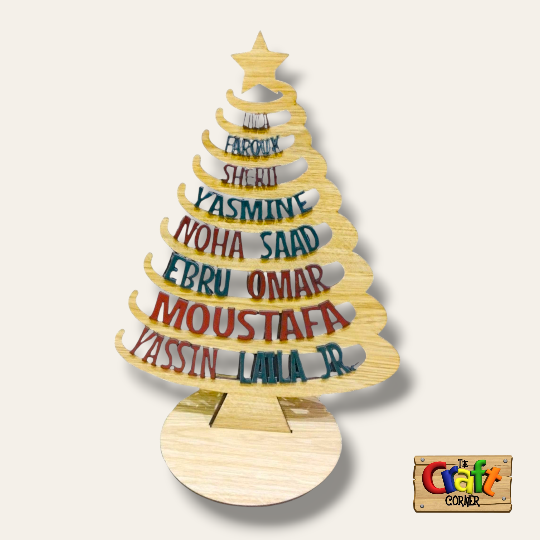 Christmas tree: Personalized Wooden names Christmas tree (beige)