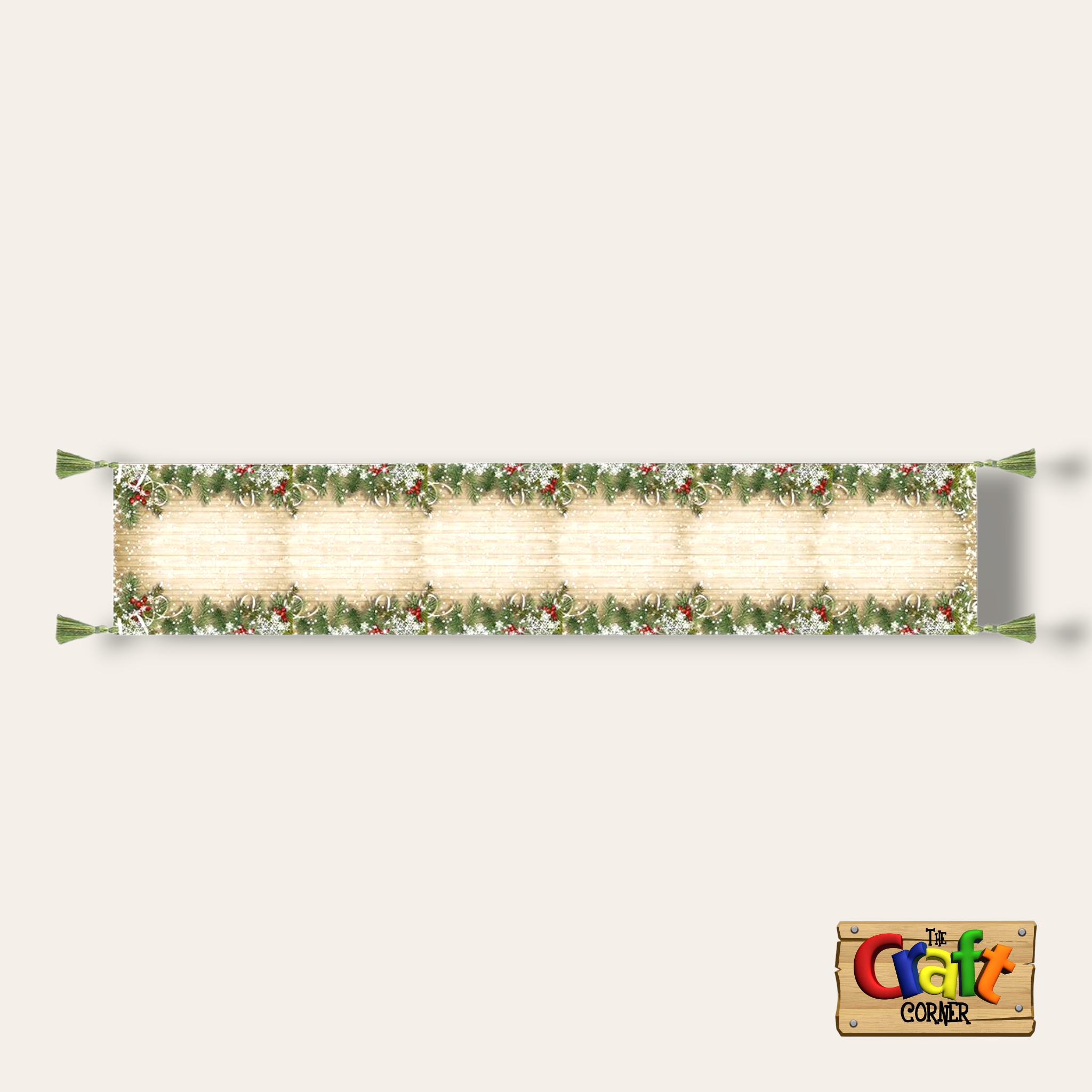 Table runner: Canvas printed Christmas table runner (beige)