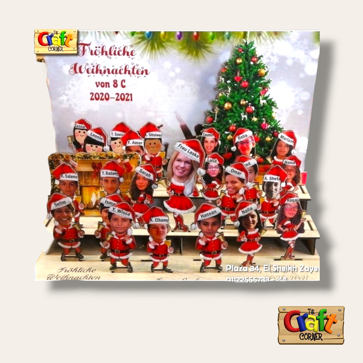 3D Class caricature wooden stand (Christmas themed)