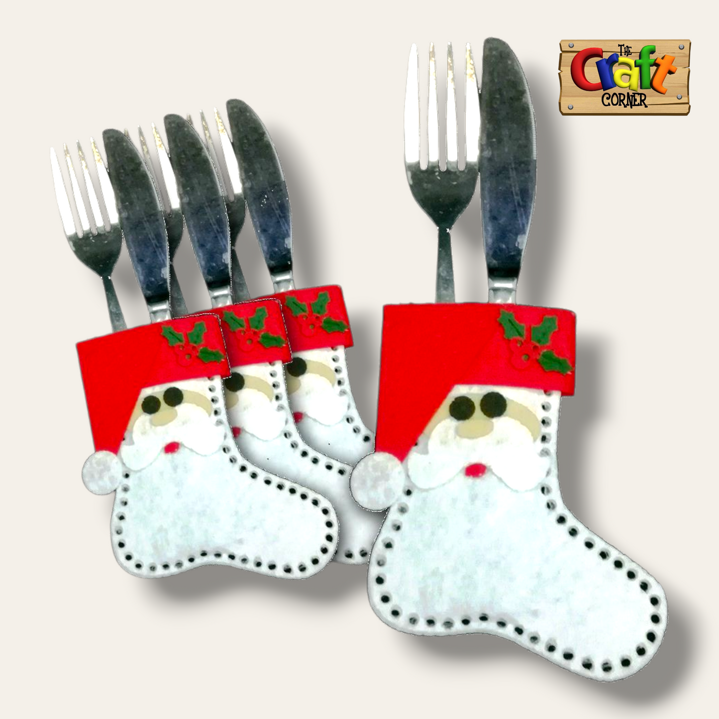 Cutlery holder: Santa Stocking Felt Cutlery Holder (set of 6)