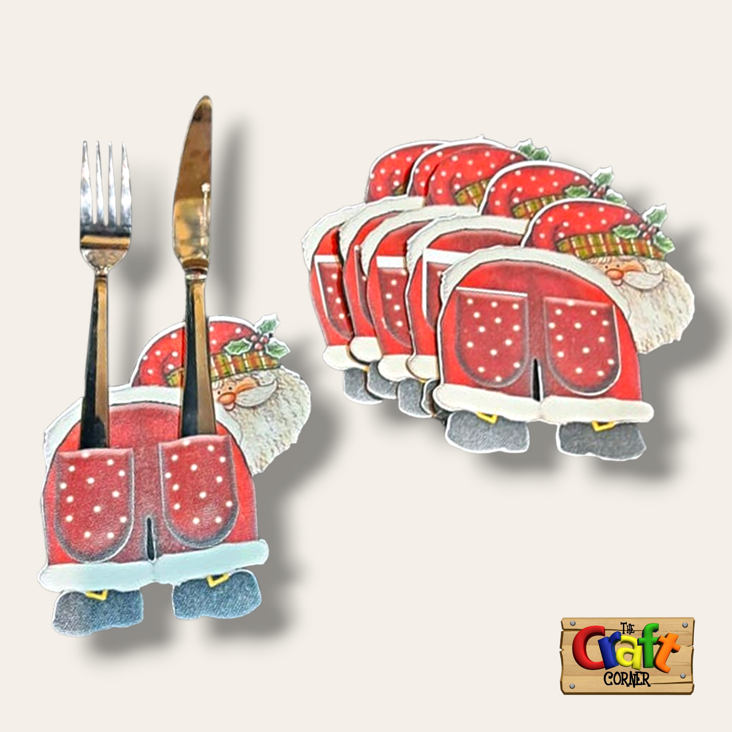 Cutlery holder: Canvas Santa Cutlery Holder (set of 6)