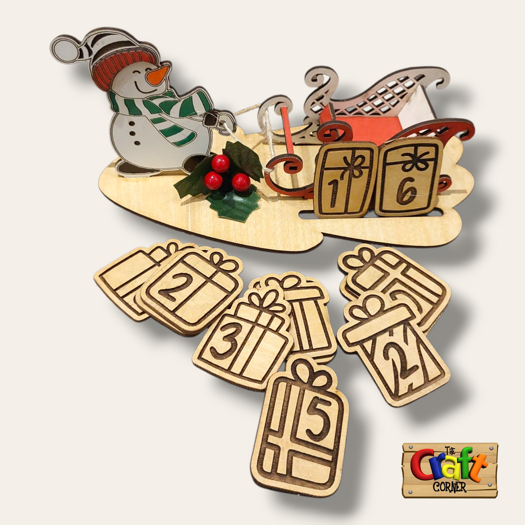 Christmas countdown stand (Snow man with sleigh)