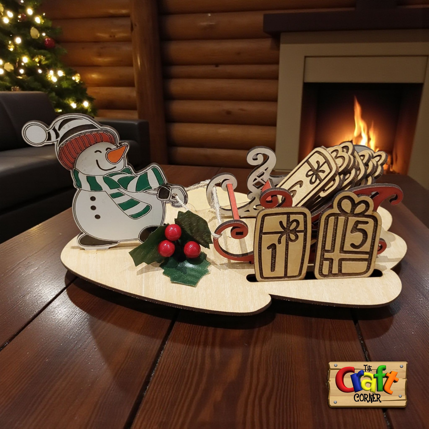Christmas countdown stand (Snow man with sleigh)