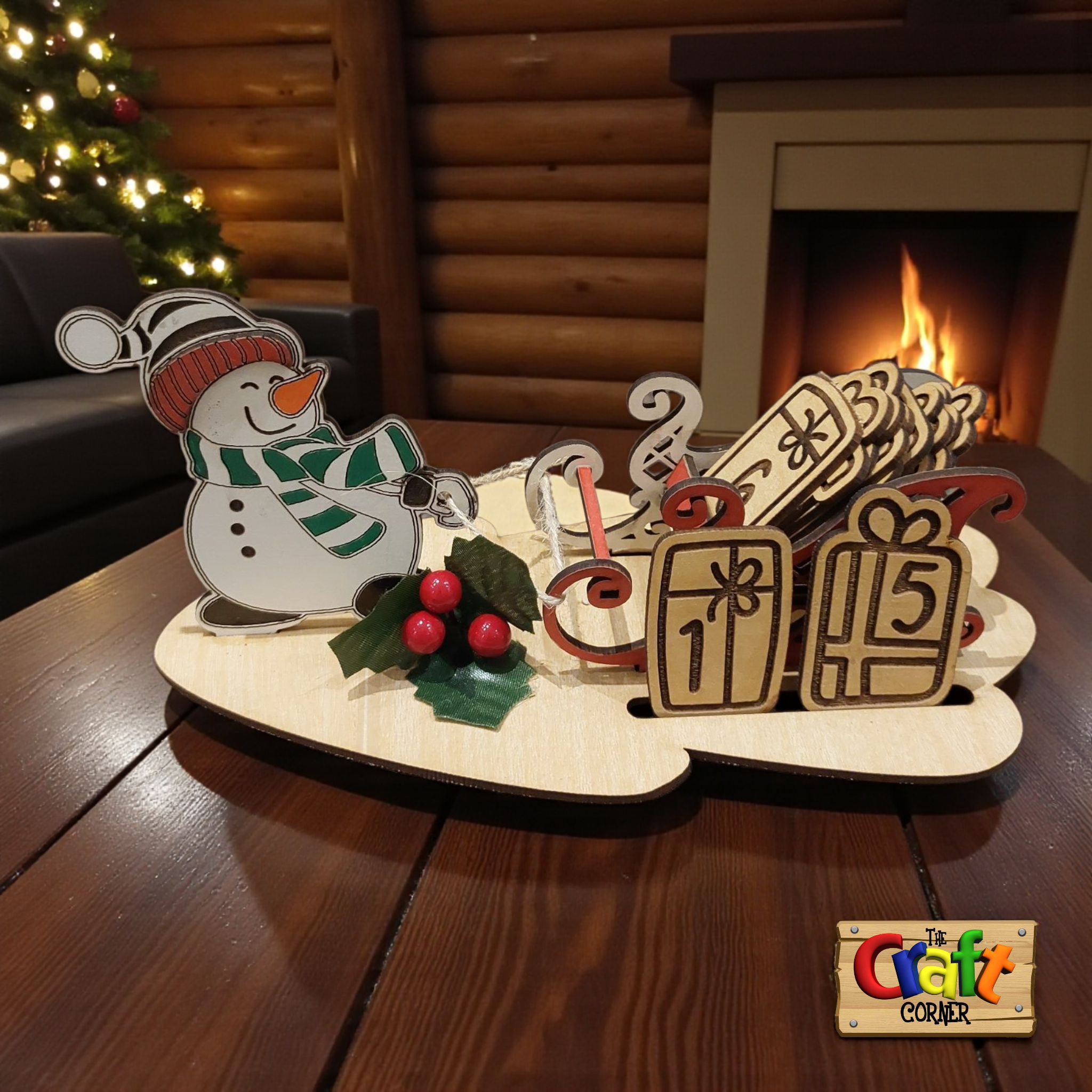 Christmas countdown stand (Snow man with sleigh)