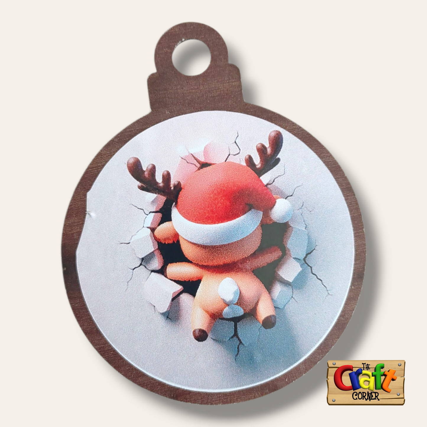Ornament: Peek-a-boo double sided (Reindeer)