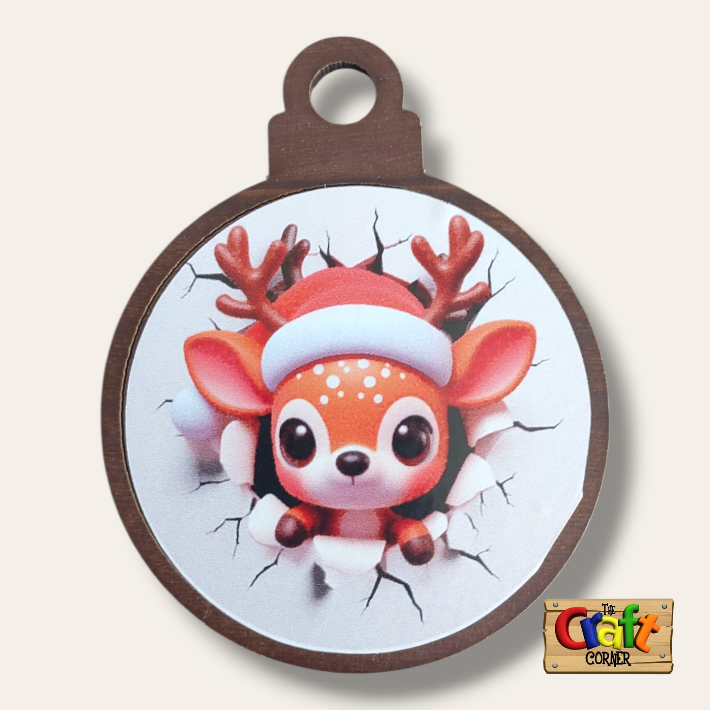 Ornament: Peek-a-boo double sided (Reindeer)