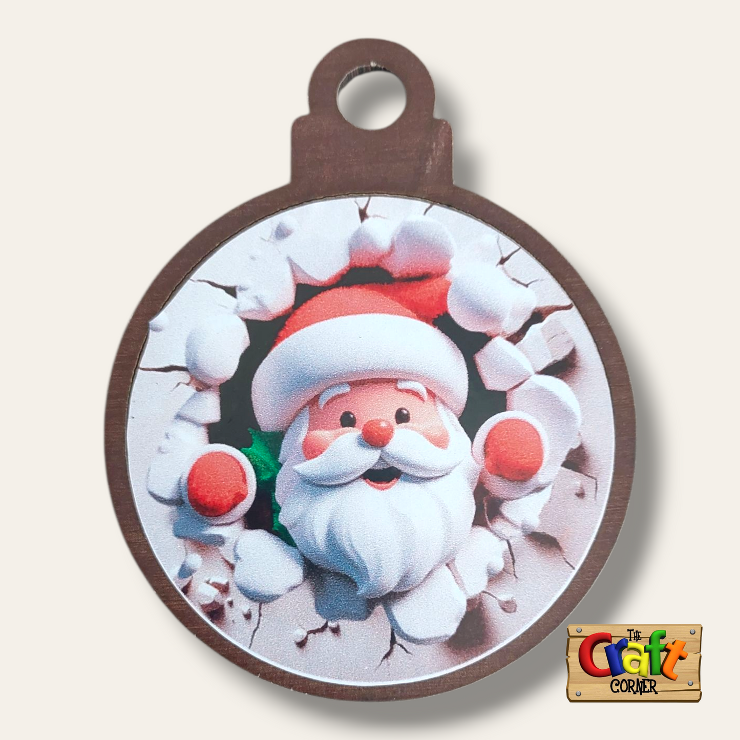 Ornament: Peek-a-boo double sided (Santa)