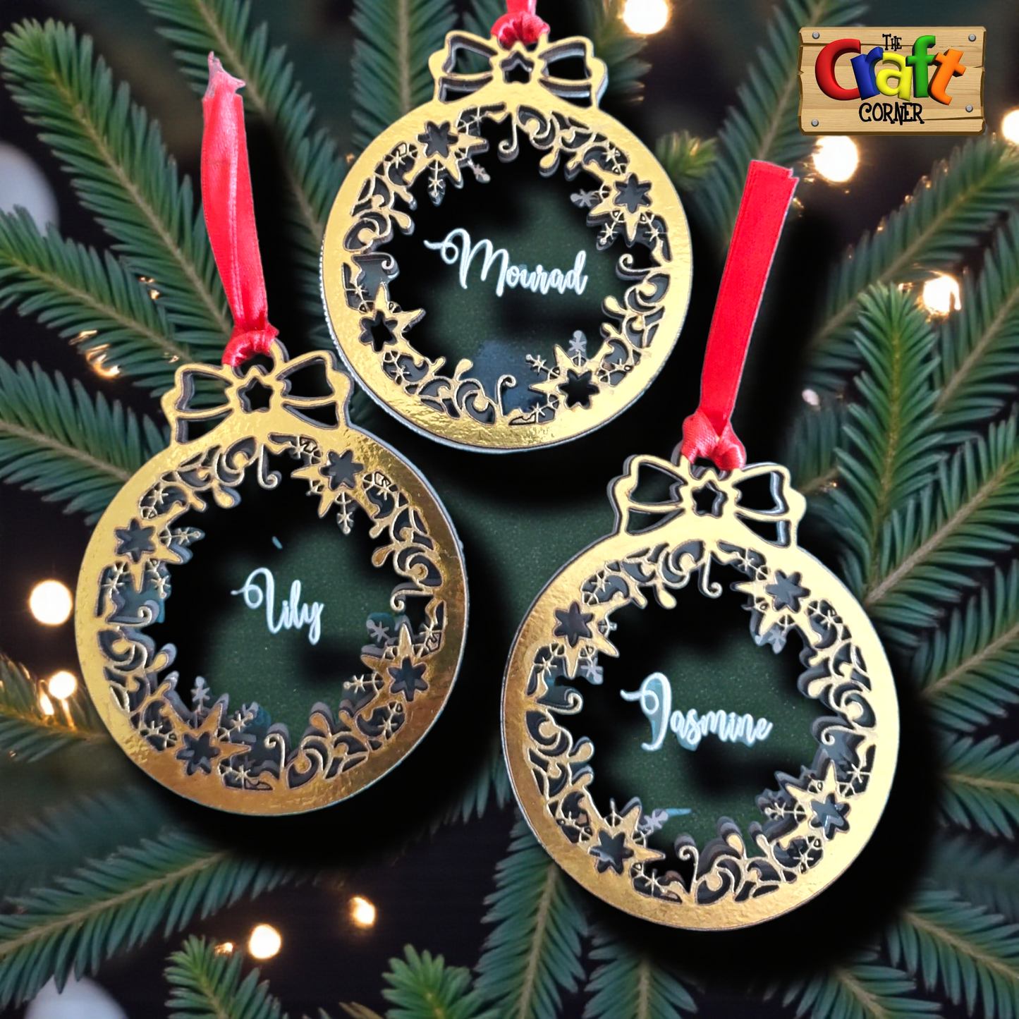 Ornament: Personalized Christmas wood and acrylic ornament