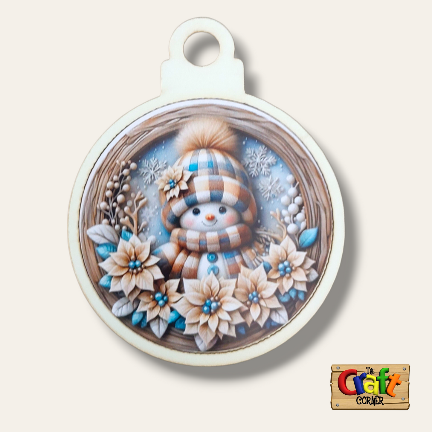 Ornament: Wooden vintage (2D) (Snowman)
