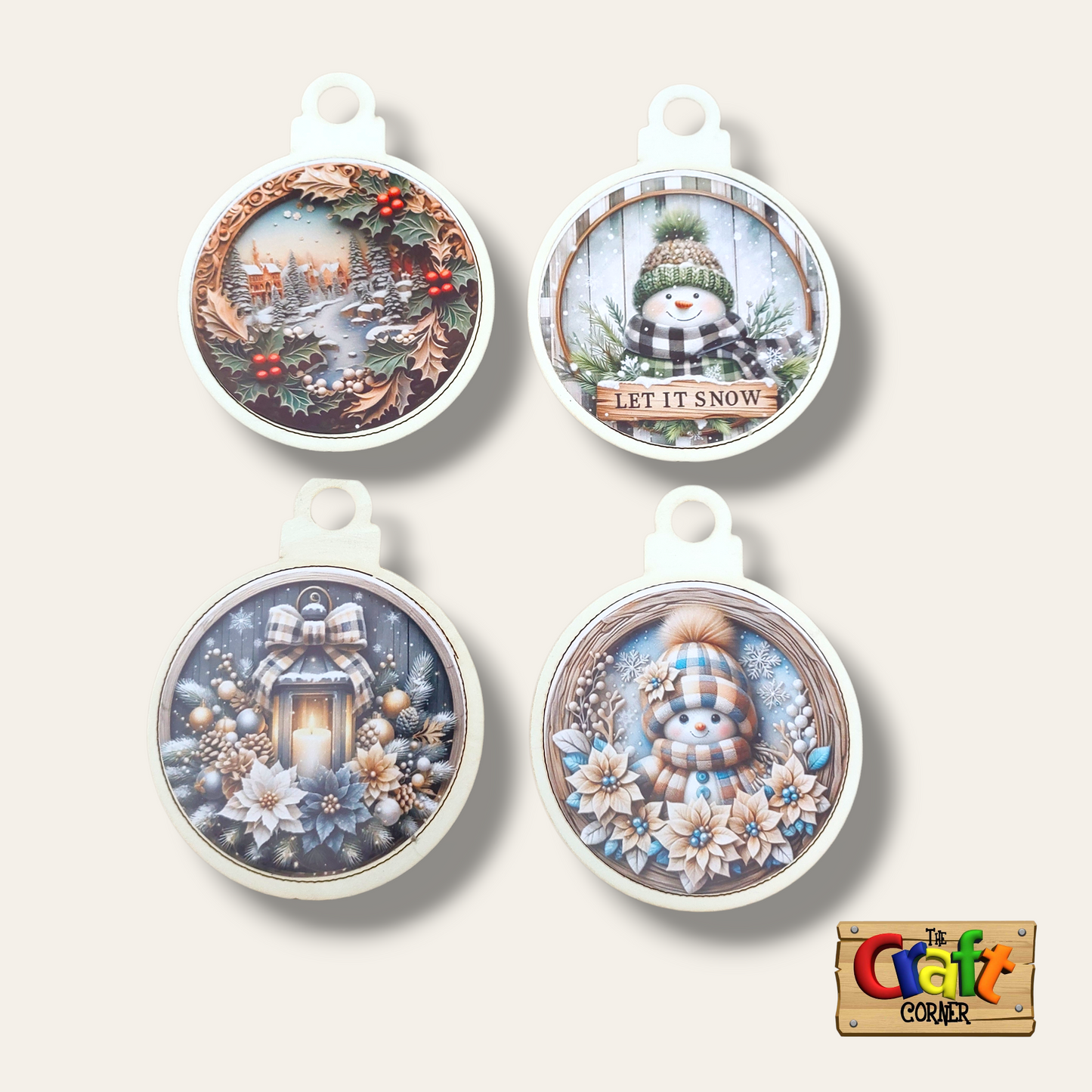 Ornament: Wooden vintage (2D) (Snowman)