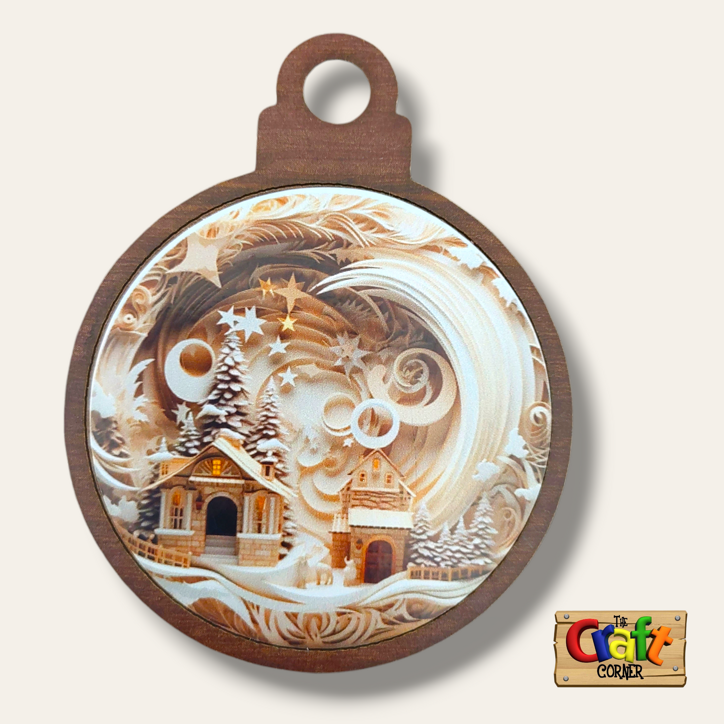 Ornament: Wooden vintage (2D) (brown)