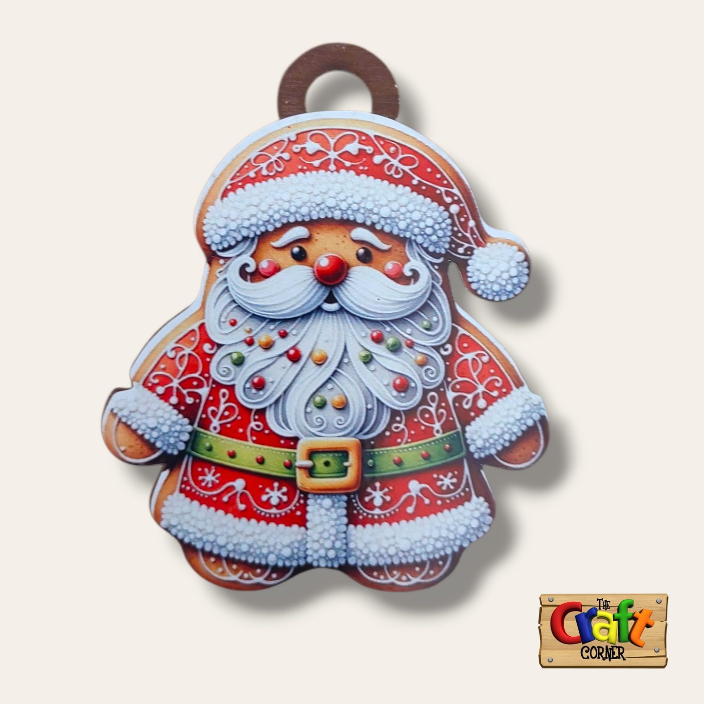 Ornament: Wooden vintage (2D) (Ginger Santa)