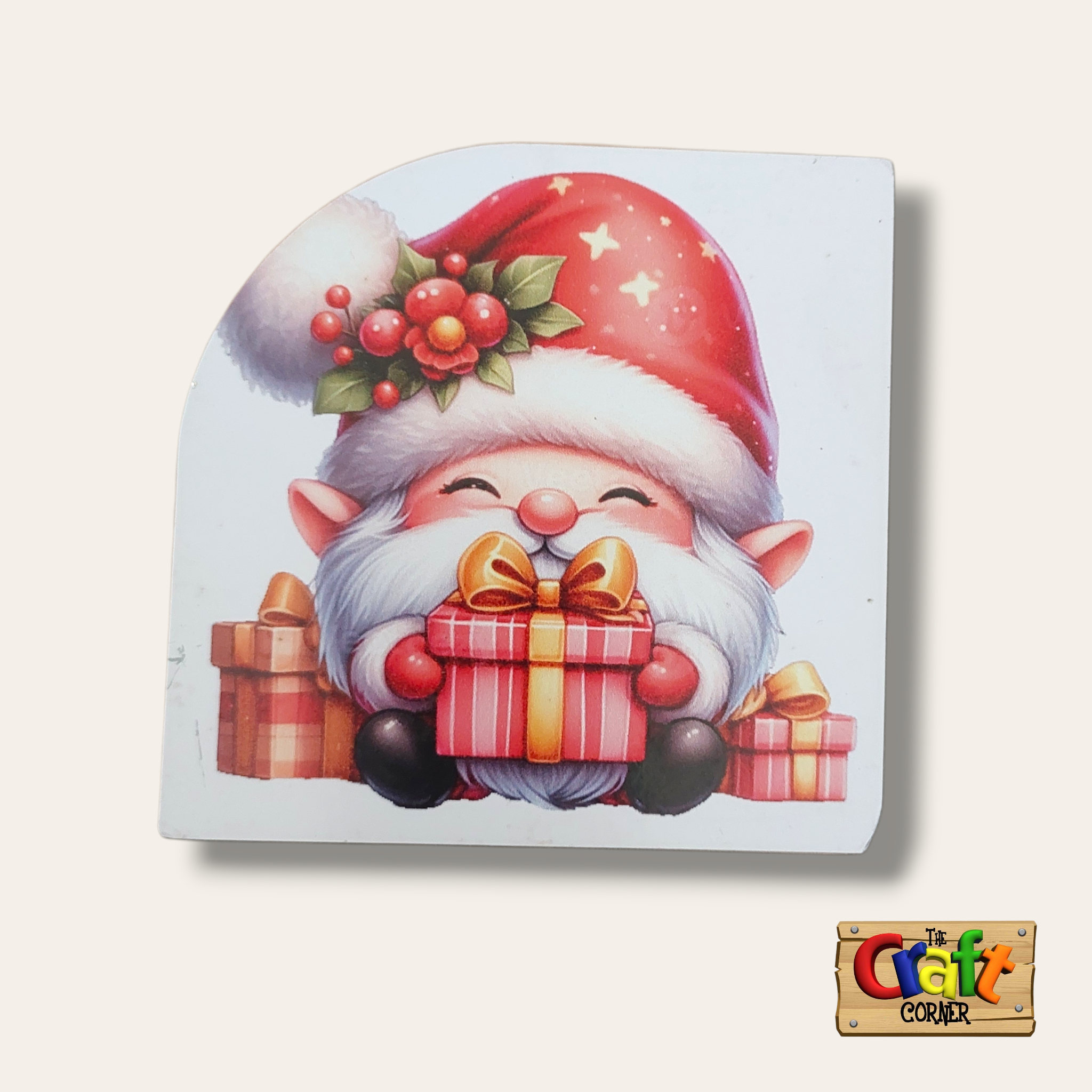 Coaster: Wooden 2D printed Christmas coaster set (Santas 1)