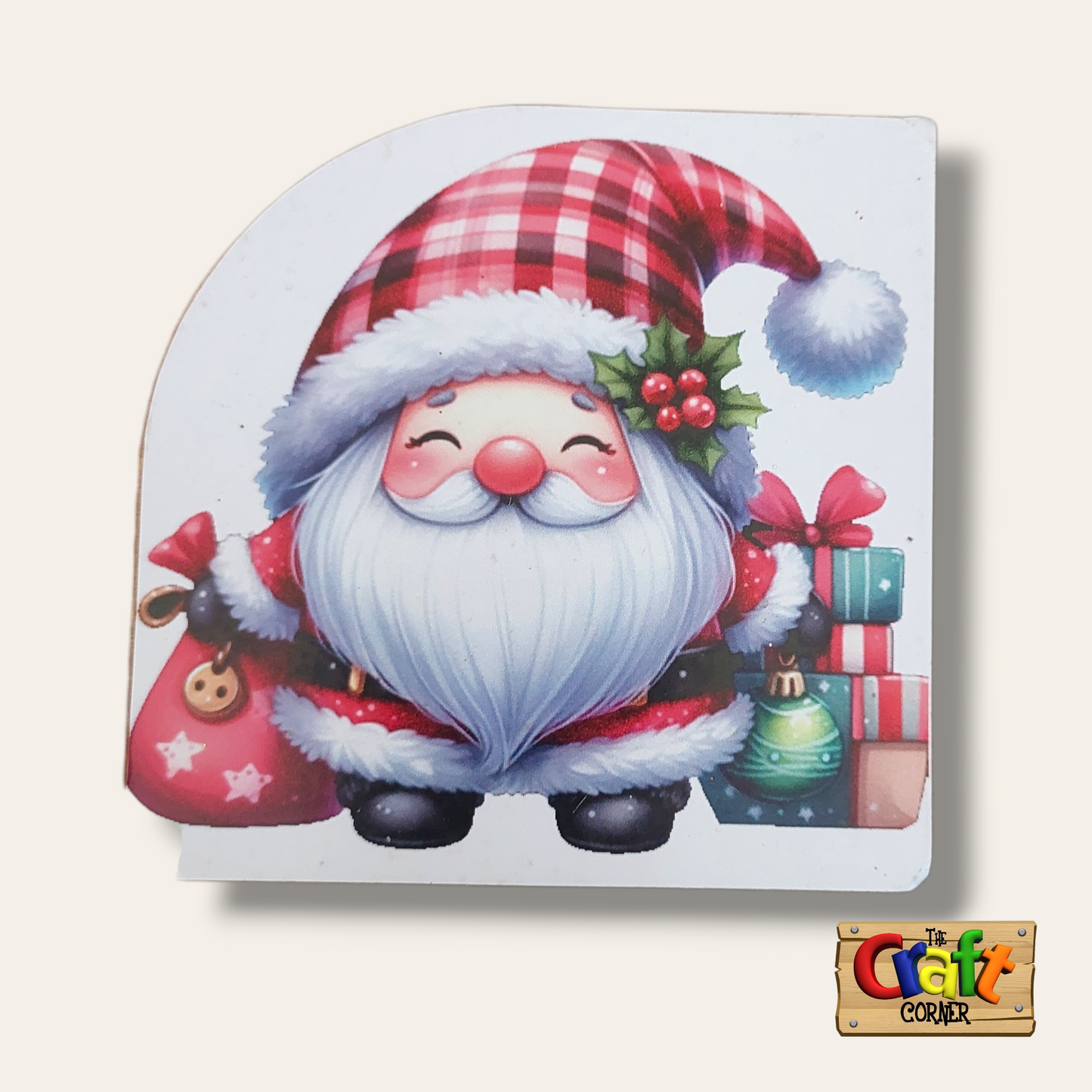 Coaster: Wooden 2D printed Christmas coaster set (Santas 2)