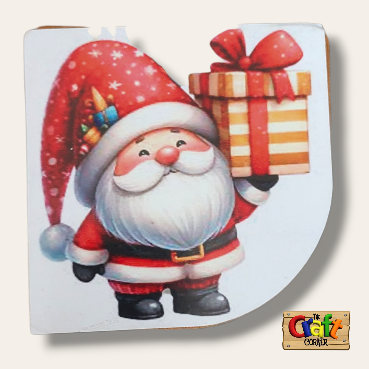 Coaster: Wooden 2D printed Christmas coaster set (Santas 2)