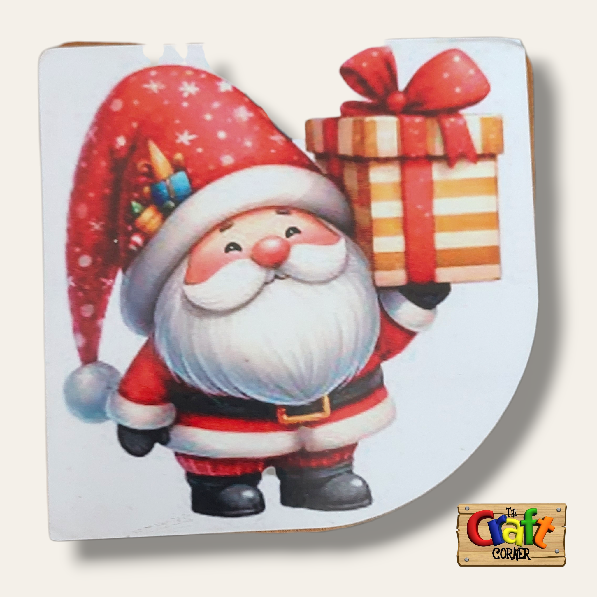 Coaster: Wooden 2D printed Christmas coaster set (Santas 2)